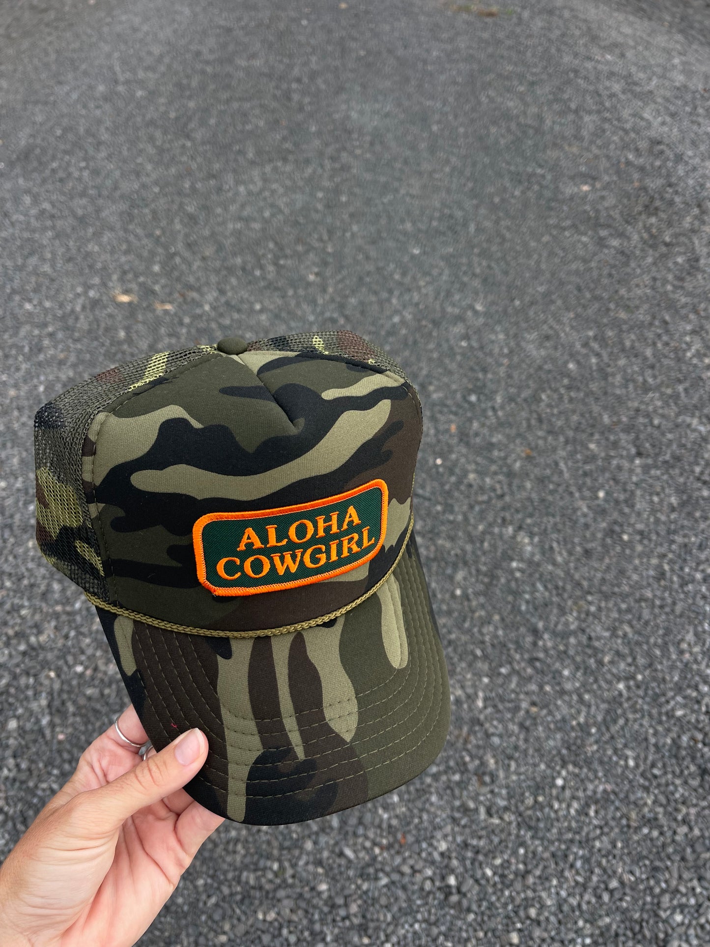 Camo Aloha Cowgirl Trucker Hat