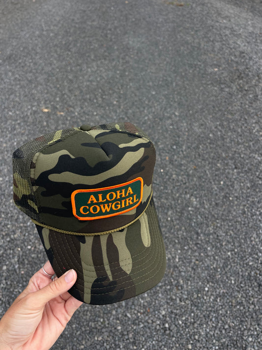 Camo Aloha Cowgirl Trucker Hat